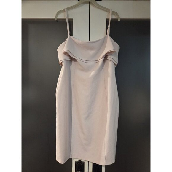 Karl Lagerfeld Paris Double Ruffle Dress Sz 14 Barbiecore Dusty Blush Rose Pink - Picture 2 of 12